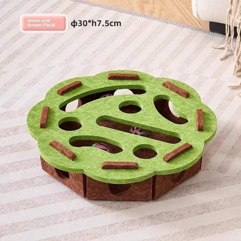 Felt puzzle box top view showing multiple compartments